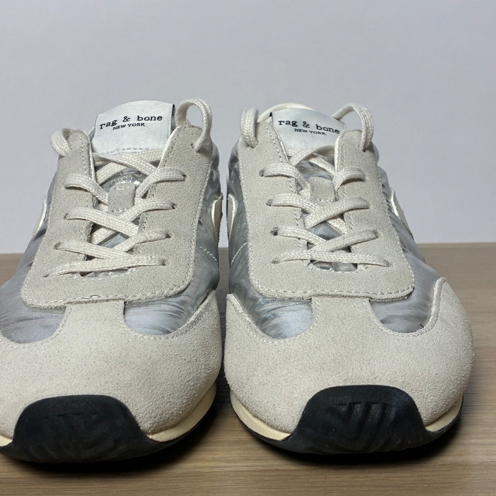 rag & bone Retro Runners – Silver & Suede Sneakers - Picture 2 of 6